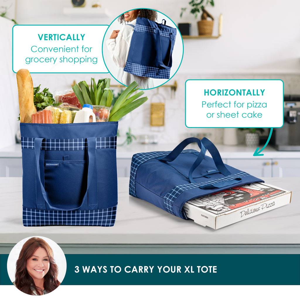 Rachael Ray Jumbo ChillOut Cooler Tote Bag, Navy Gingham