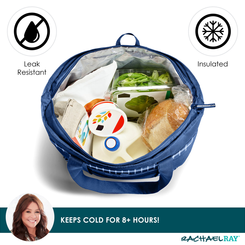 Rachael Ray Jumbo ChillOut Cooler Tote Bag, Navy Gingham