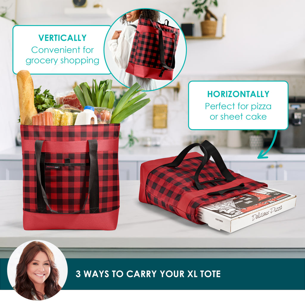 Rachael Ray Jumbo ChillOut Cooler Tote Bag, Red Buffalo Check