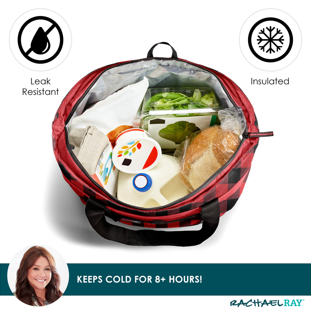 Rachael Ray Jumbo ChillOut Cooler Tote Bag, Red Buffalo Check
