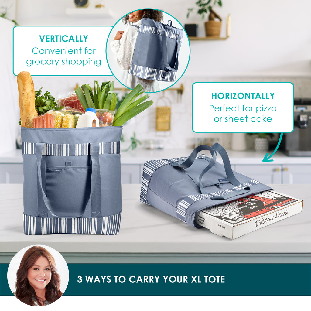 Rachael Ray Jumbo ChillOut Cooler Tote Bag, Slate Stripe