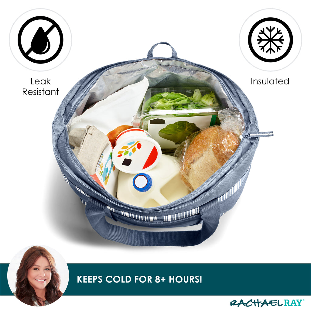 Rachael Ray Jumbo ChillOut Cooler Tote Bag, Slate Stripe