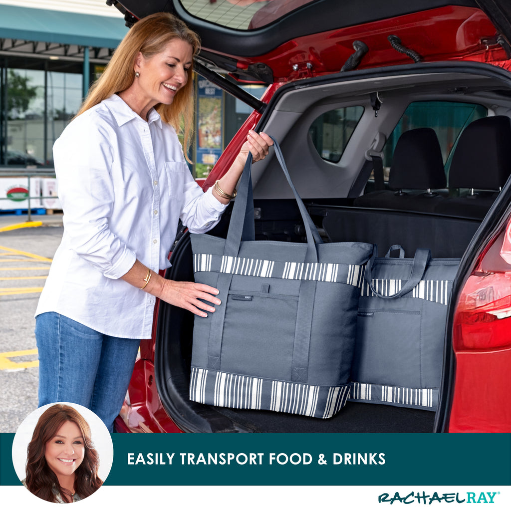 Rachael Ray Jumbo ChillOut Cooler Tote Bag, Slate Stripe