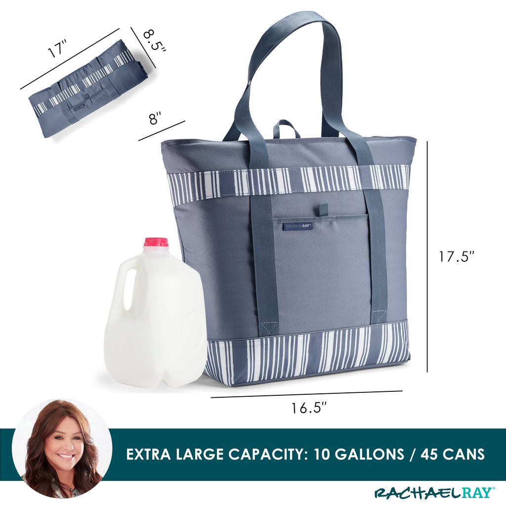 Rachael Ray Jumbo ChillOut Cooler Tote Bag, Slate Stripe