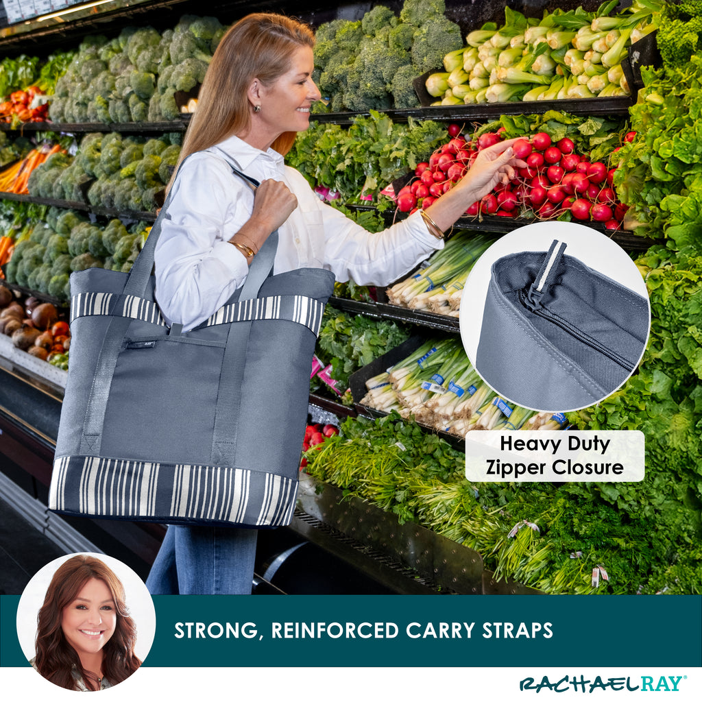 Rachael Ray Jumbo ChillOut Cooler Tote Bag, Slate Stripe