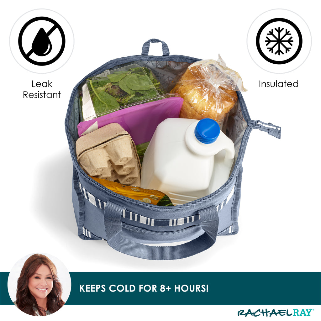 Rachael Ray ChillOut Cooler Tote Bag, Slate Stripe