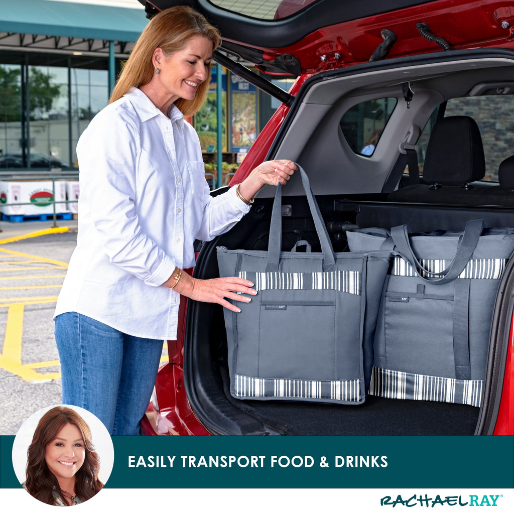 Rachael Ray ChillOut Cooler Tote Bag, Slate Stripe