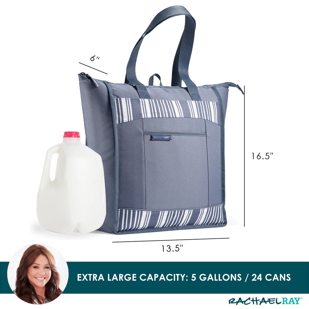 Rachael Ray ChillOut Cooler Tote Bag, Slate Stripe