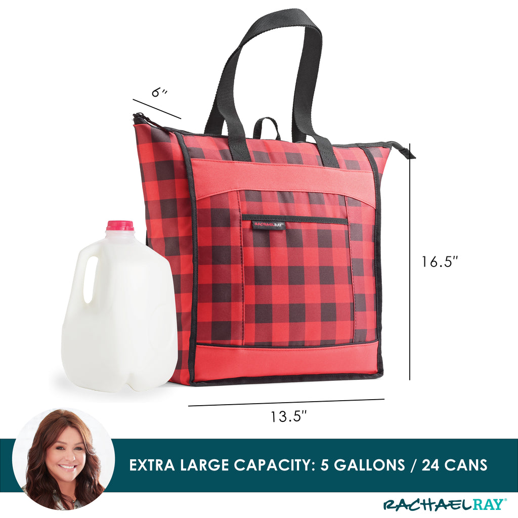 Rachael Ray ChillOut Cooler Tote Bag, Red Buffalo Check