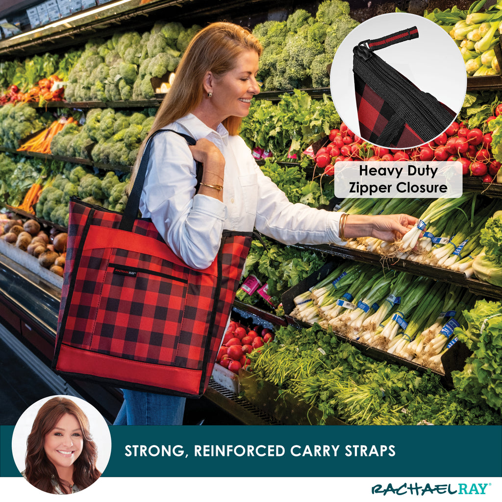 Rachael Ray ChillOut Cooler Tote Bag, Red Buffalo Check