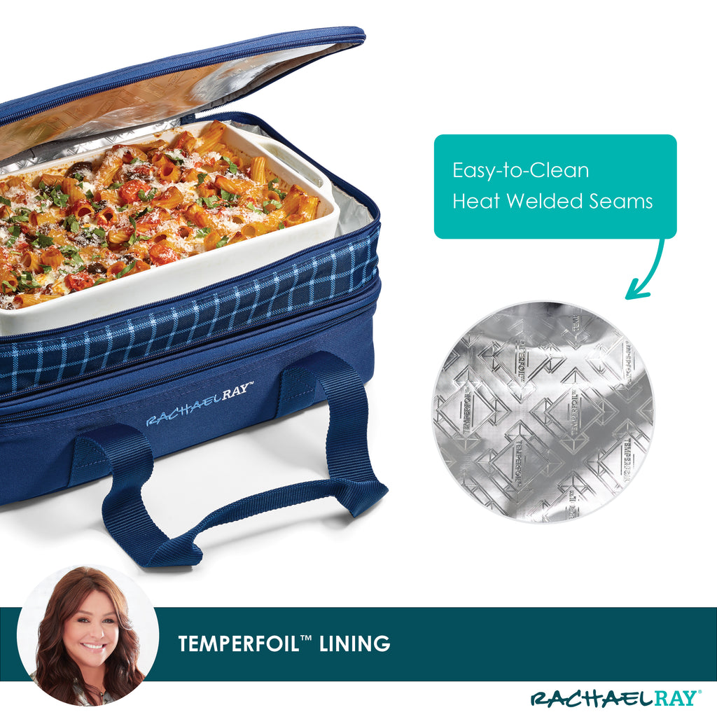 Rachael Ray Expandable Lasagna Lugger, Navy Gingham