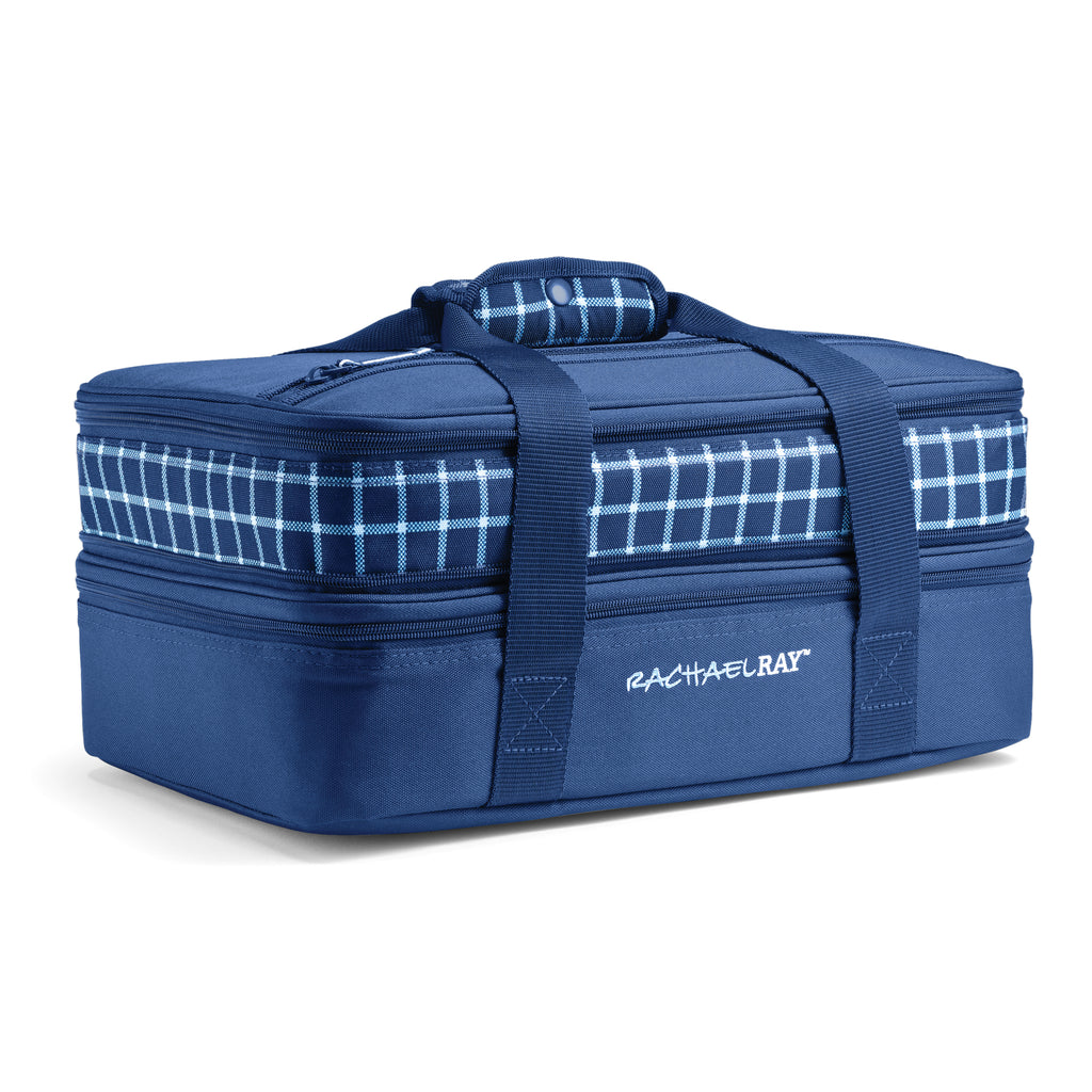 Rachael Ray Expandable Lasagna Lugger, Navy Gingham