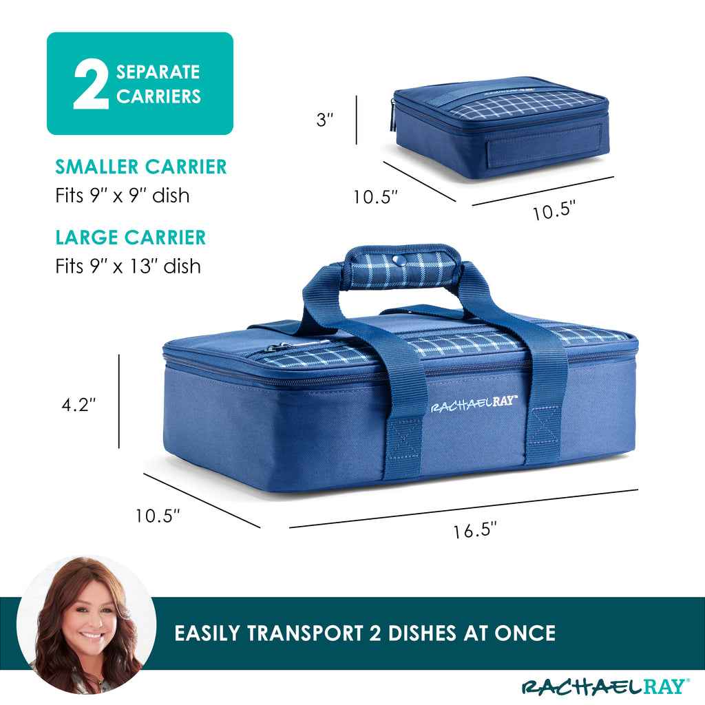 Rachael Ray Lasagna Lugger Duo, Navy Gingham