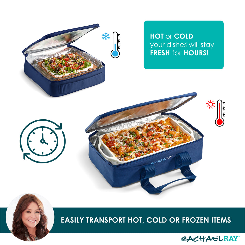 Rachael Ray Lasagna Lugger Duo, Navy Gingham