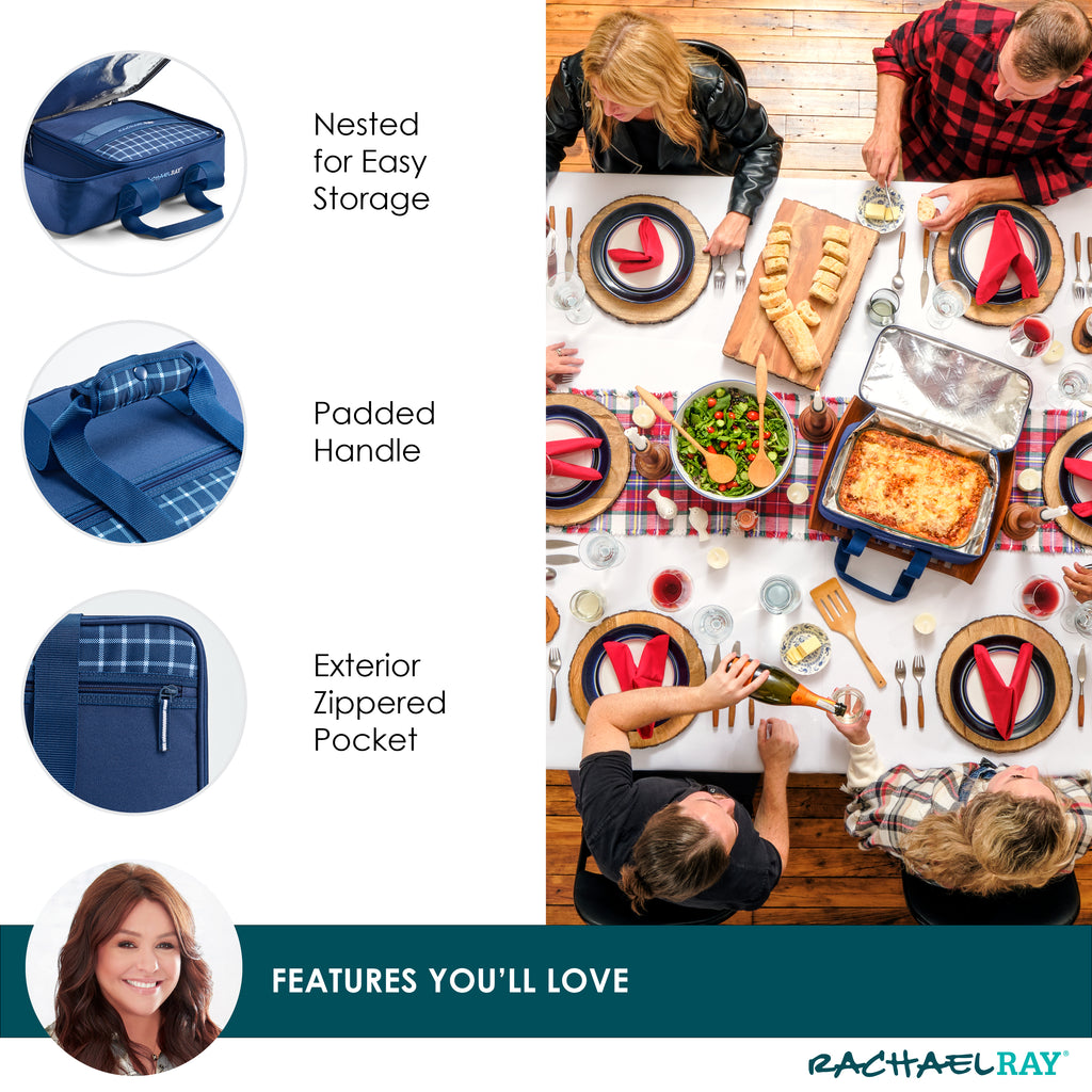 Rachael Ray Lasagna Lugger Duo, Navy Gingham