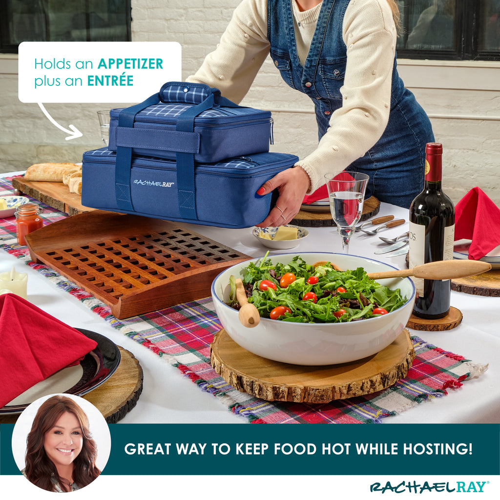 Rachael Ray Lasagna Lugger Duo, Navy Gingham