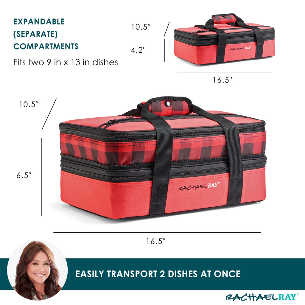Rachael Ray Expandable Lasagna Lugger, Red Buffalo Check