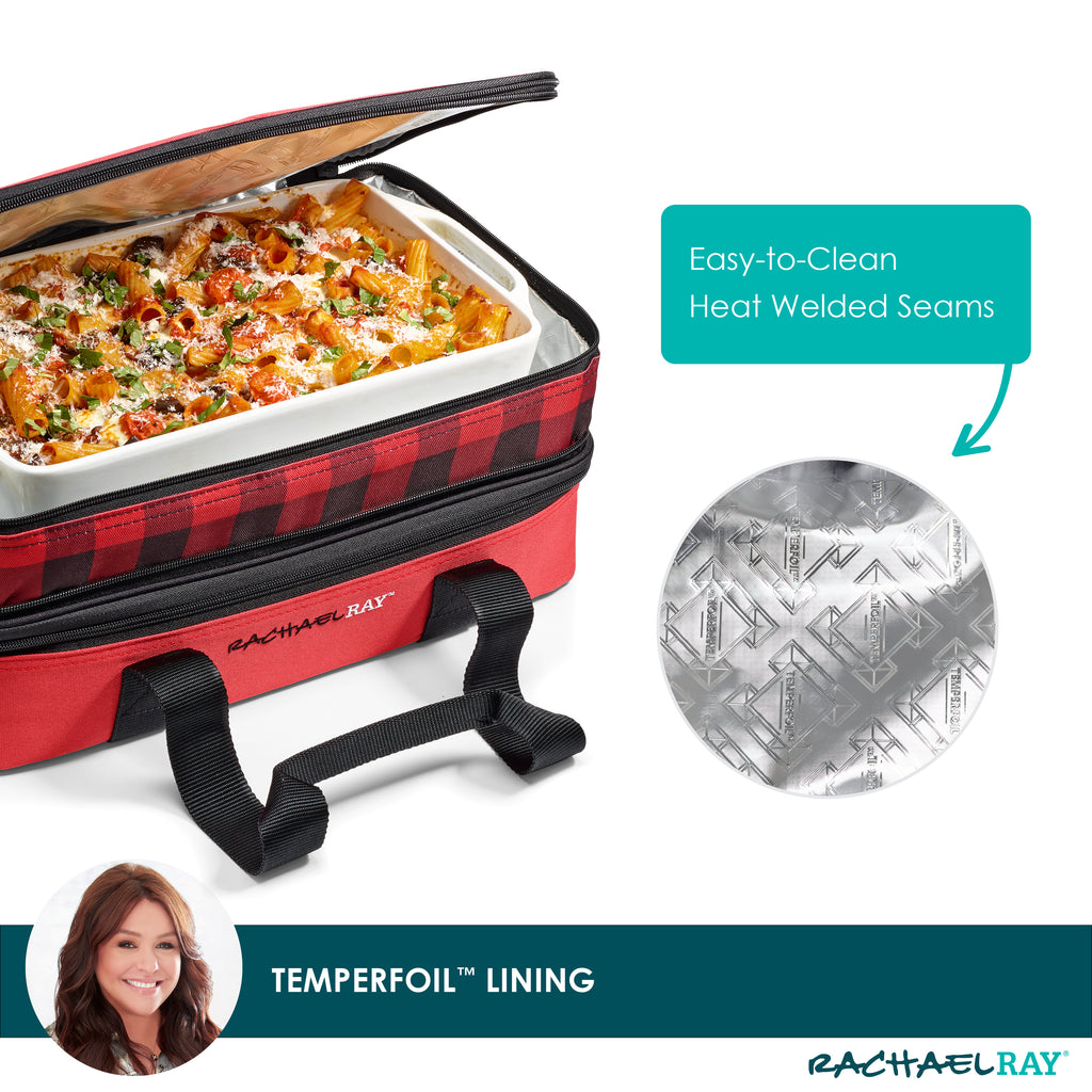 Rachael Ray Expandable Lasagna Lugger, Red Buffalo Check