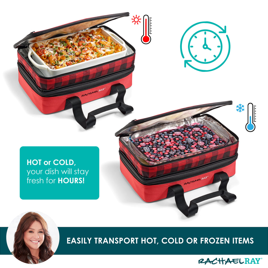 Rachael Ray Expandable Lasagna Lugger, Red Buffalo Check
