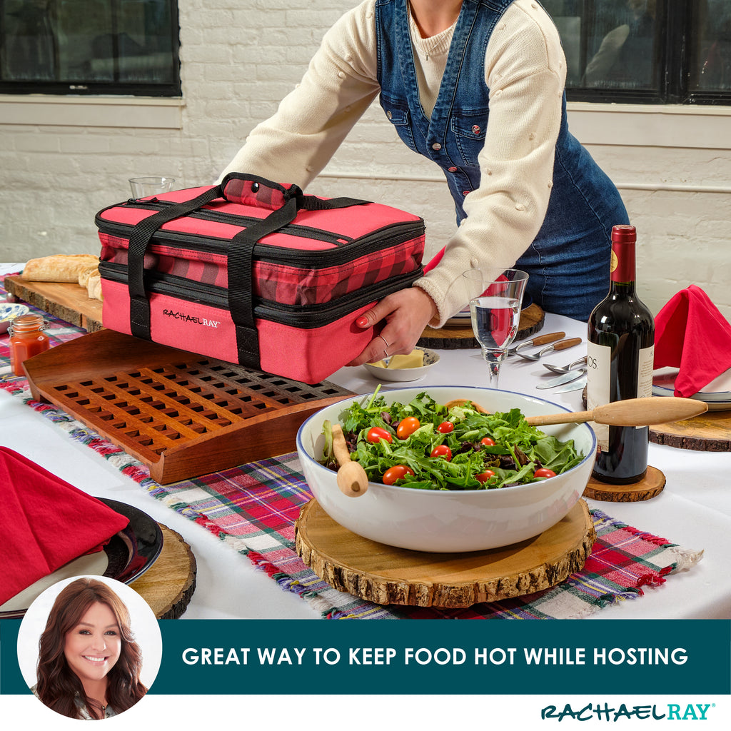 Rachael Ray Expandable Lasagna Lugger, Red Buffalo Check