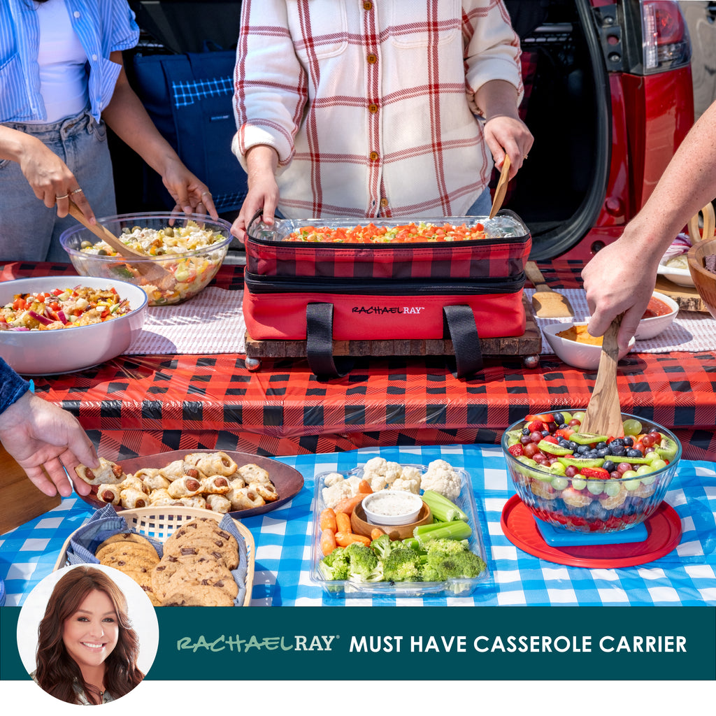 Rachael Ray Expandable Lasagna Lugger, Red Buffalo Check