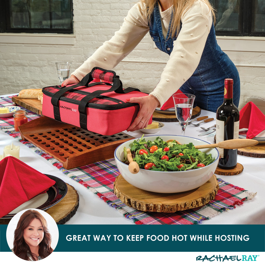 Rachael Ray Original Lasagna Lugger, Red Buffalo Check