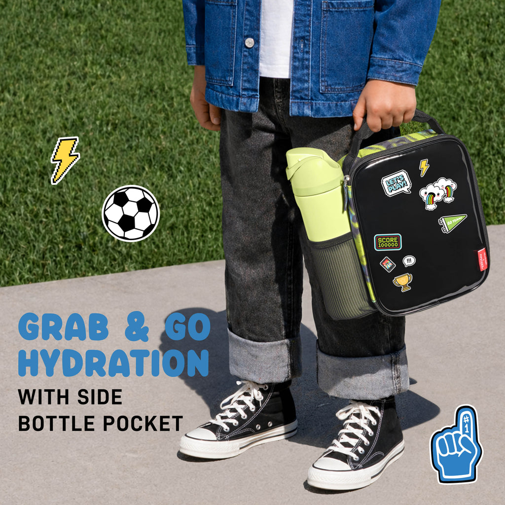 Pipsticks® Sticker Kids Lunch Bag with Pipstickers® Sticker Sheet, Black