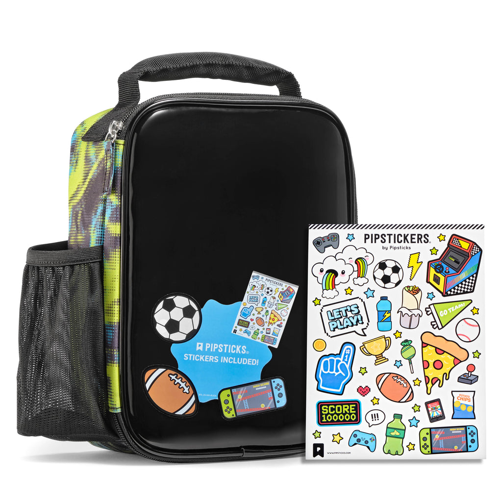 Pipsticks® Sticker Kids Lunch Bag with Pipstickers® Sticker Sheet, Black