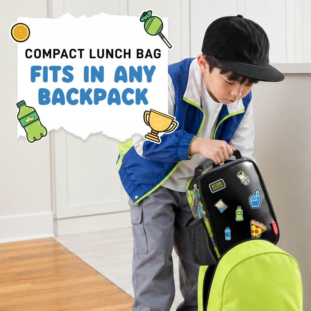 Pipsticks® Sticker Kids Lunch Bag with Pipstickers® Sticker Sheet, Black