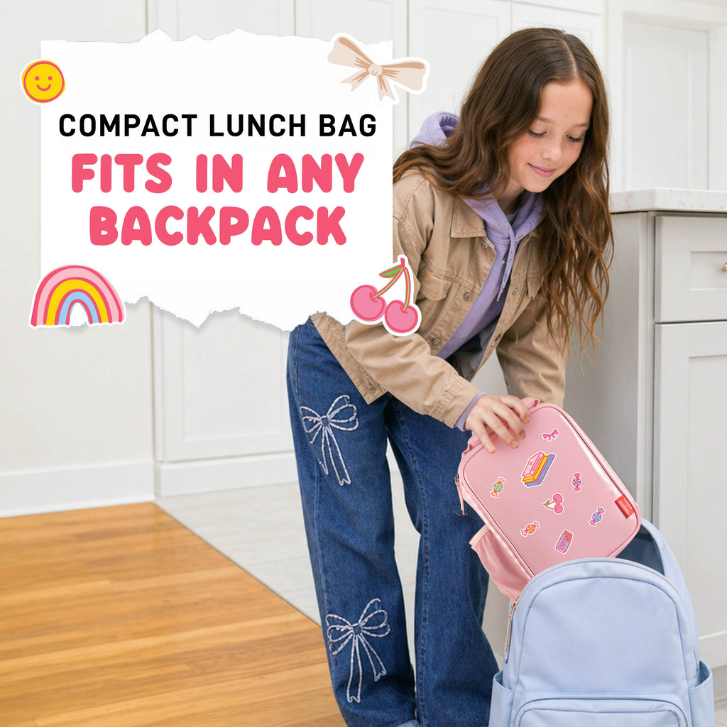 Pipsticks® Sticker Kids Lunch Bag with Pipstickers® Sticker Sheet, Pink Gingham