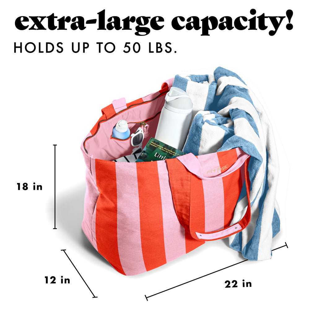 All The Things XL Travel Tote Bag, Daiquiri Cabana Stripe