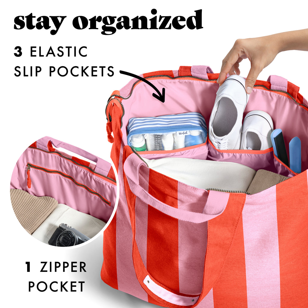 All The Things XL Travel Tote Bag, Daiquiri Cabana Stripe
