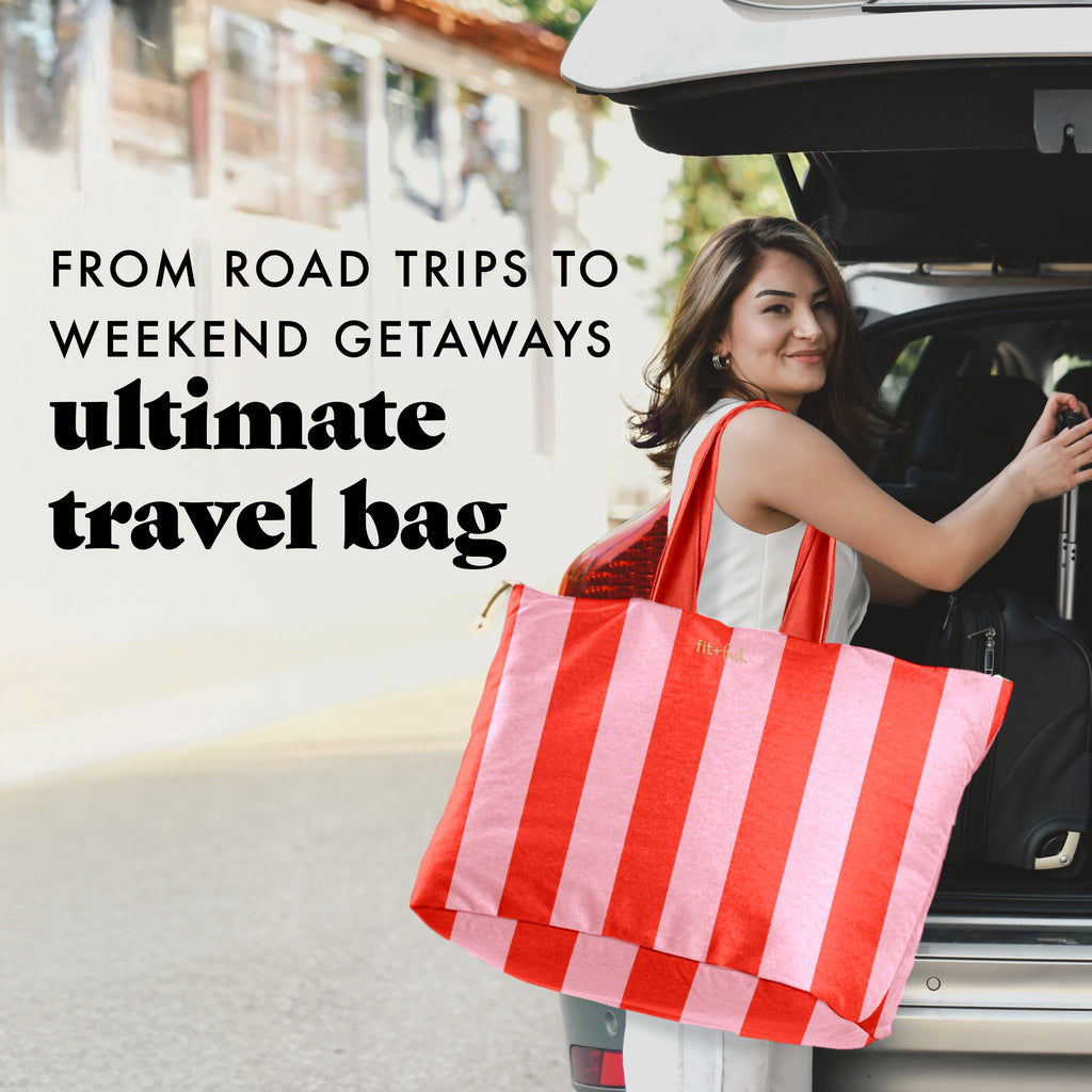 All The Things XL Travel Tote Bag, Daiquiri Cabana Stripe