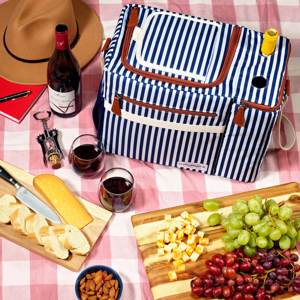 Dual Compartment Cooler, Navy Vineyard Stripe