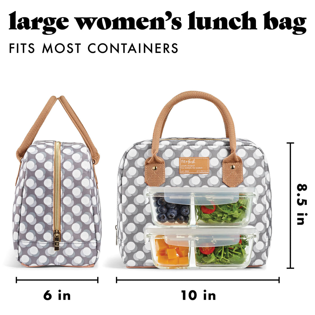 Bloomington Lunch Bag with Lunch Kit, Gray Dot