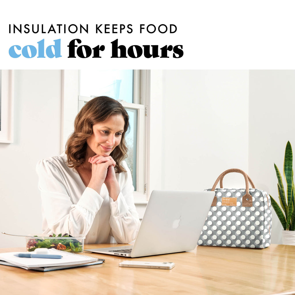 Bloomington Lunch Bag with Lunch Kit, Gray Dot