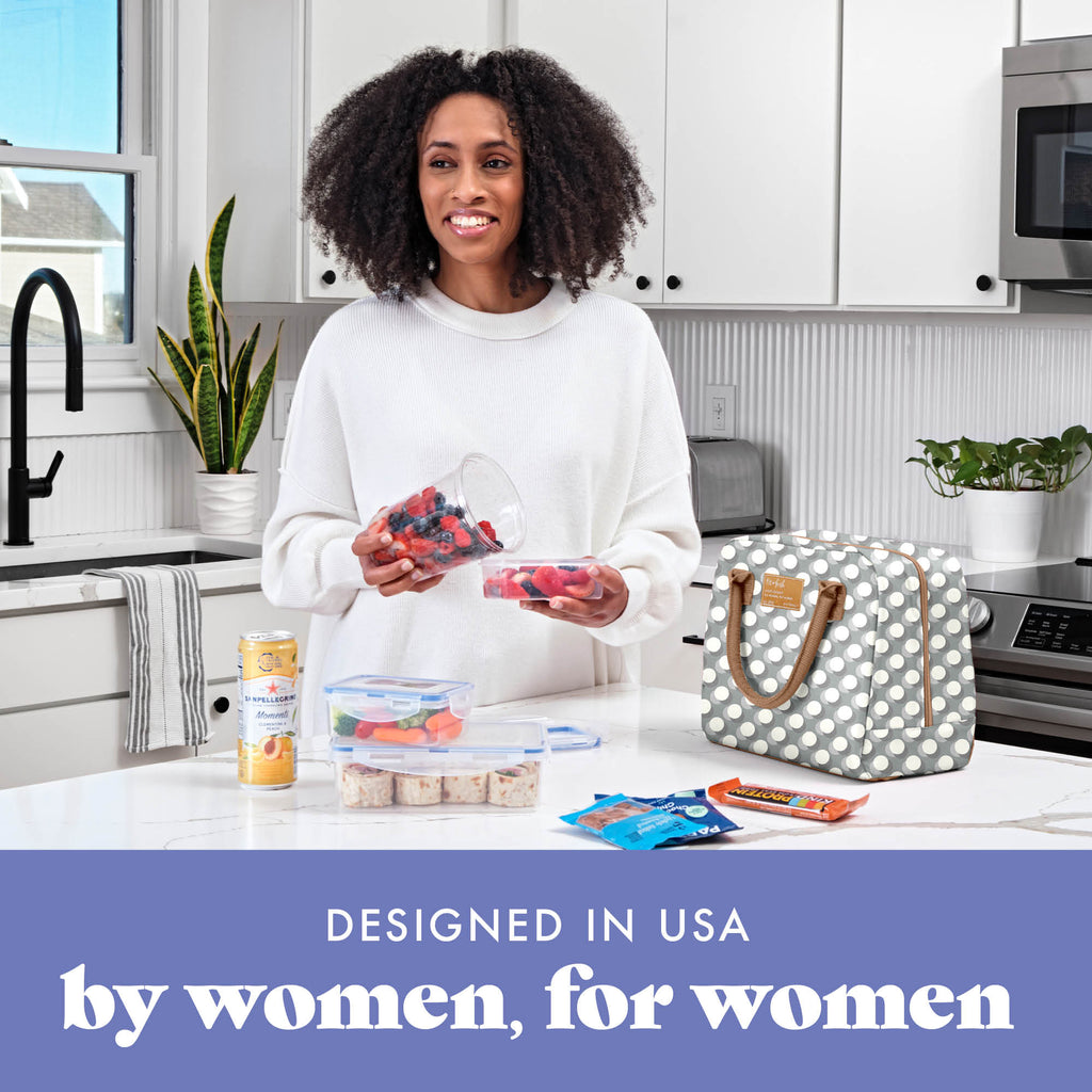 Bloomington Lunch Bag with Lunch Kit, Gray Dot