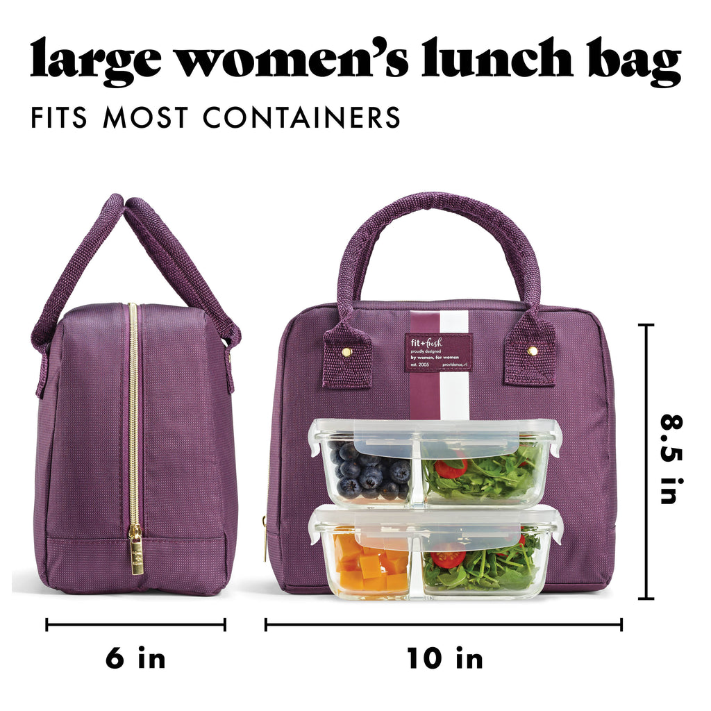 Bloomington Lunch Bag with Lunch Kit, Plum Stripe