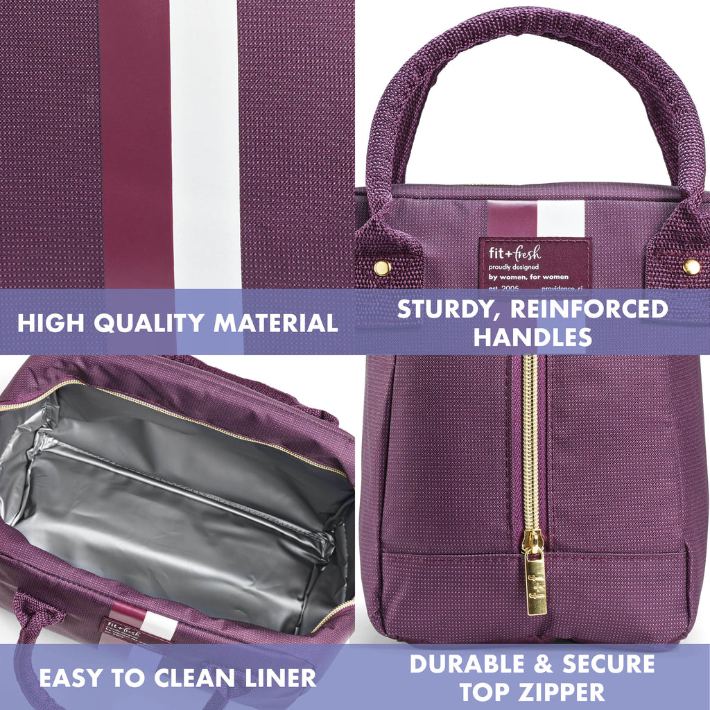 Bloomington Lunch Bag with Lunch Kit, Plum Stripe