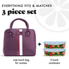 Bloomington Lunch Bag with Lunch Kit, Plum Stripe