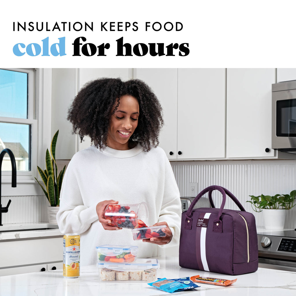 Bloomington Lunch Bag with Lunch Kit, Plum Stripe