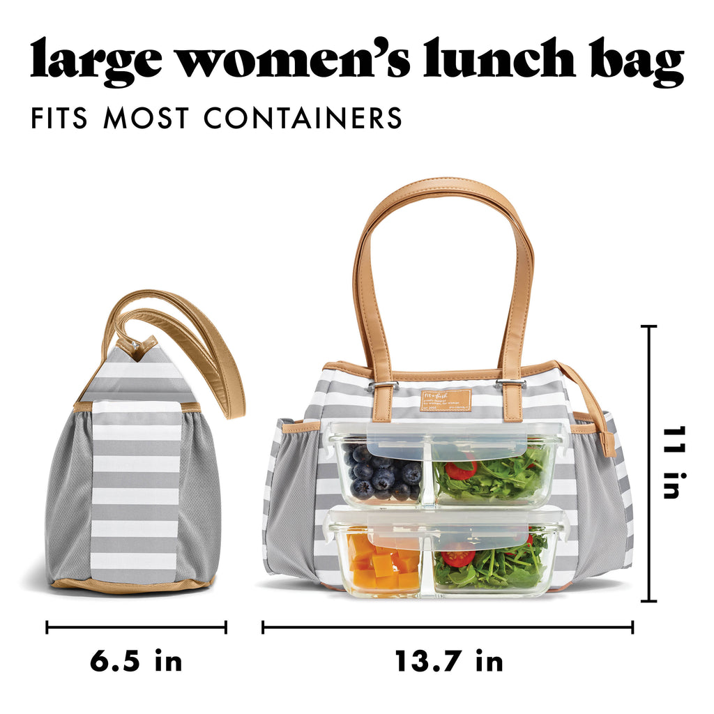 Copley Lunch Bag with Tumbler Cup, Gray Stripe