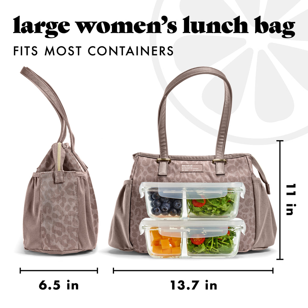 Copley Lunch Bag with Lunch Kit, Mocha Feline Fine