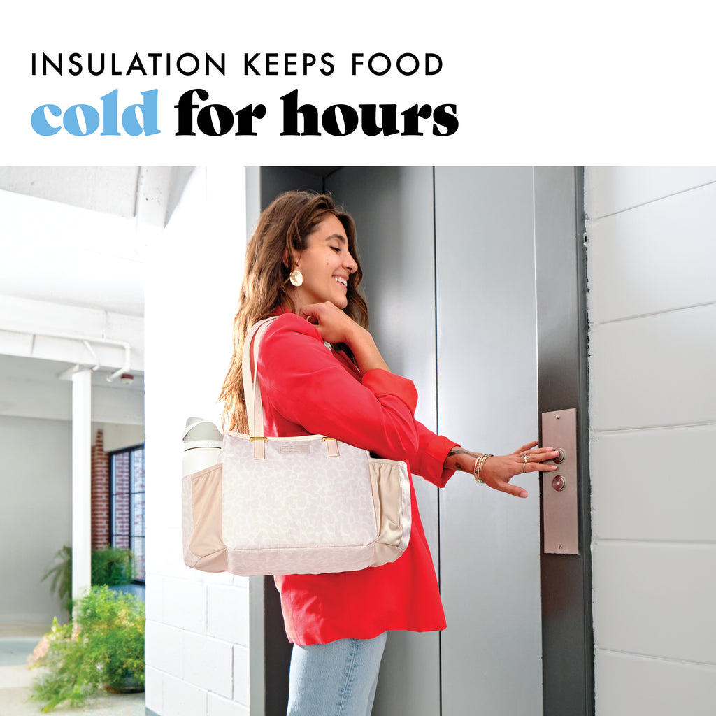 Copley Lunch Bag with Lunch Kit, Ivory Feline Fine