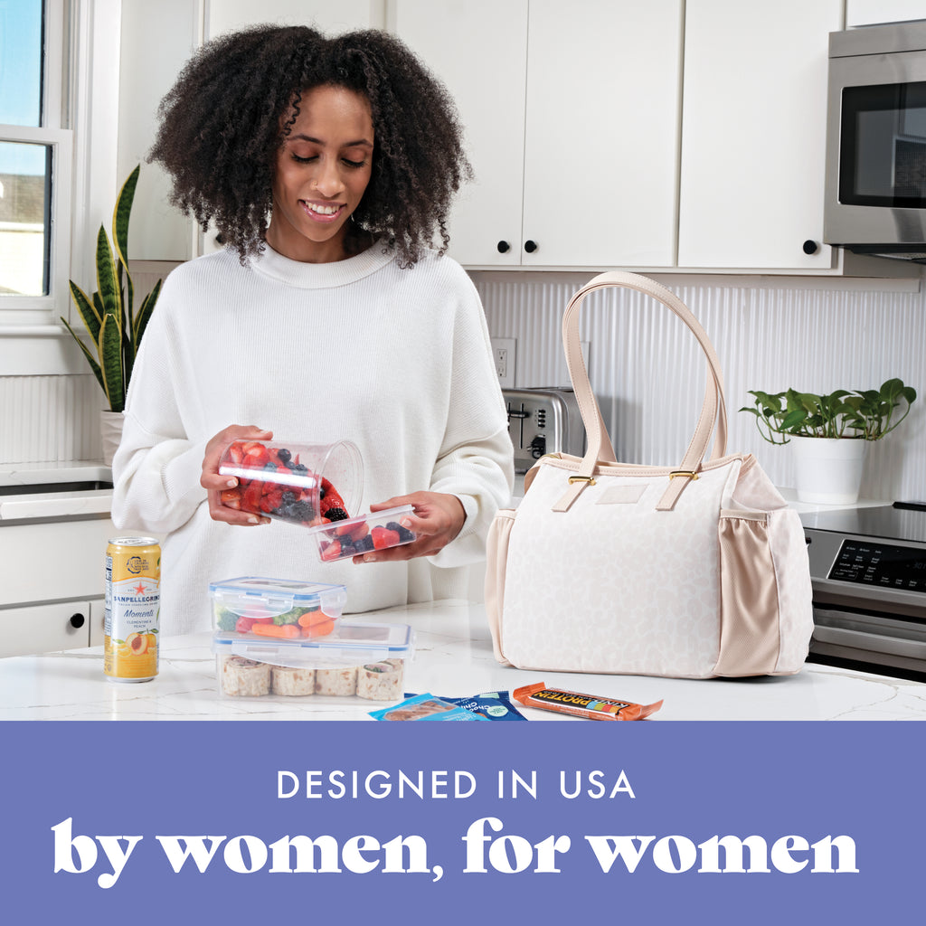 Copley Lunch Bag with Lunch Kit, Ivory Feline Fine