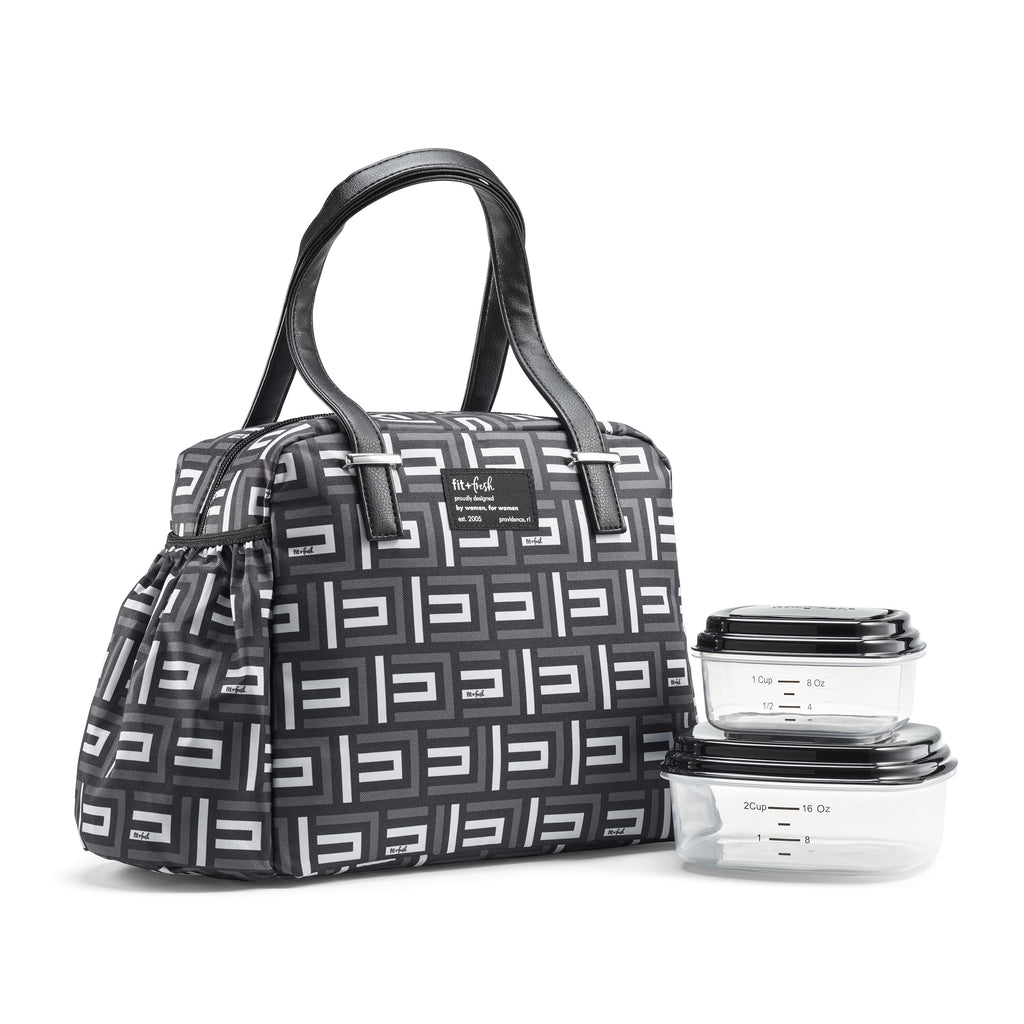 Laketown Lunch Bag with Lunch Kit, Black Geo
