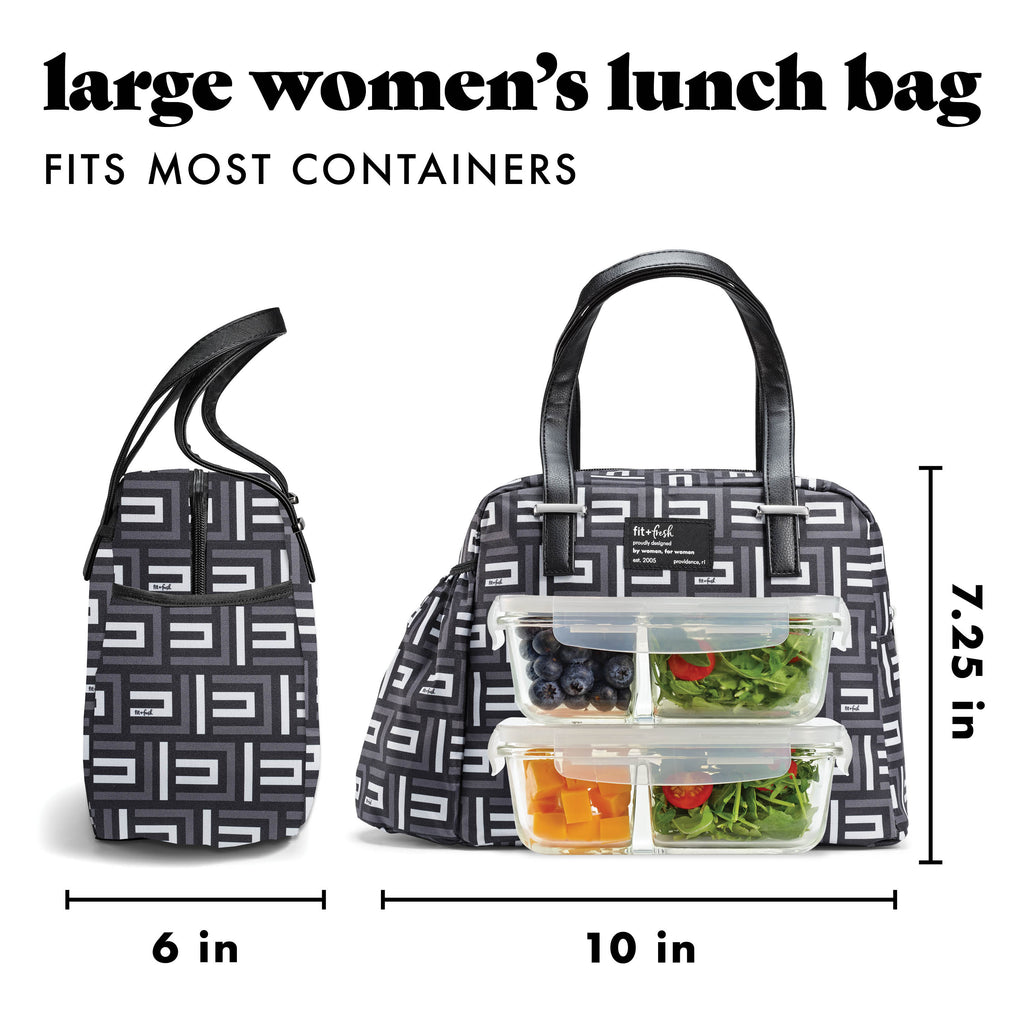 Laketown Lunch Bag with Lunch Kit, Black Geo