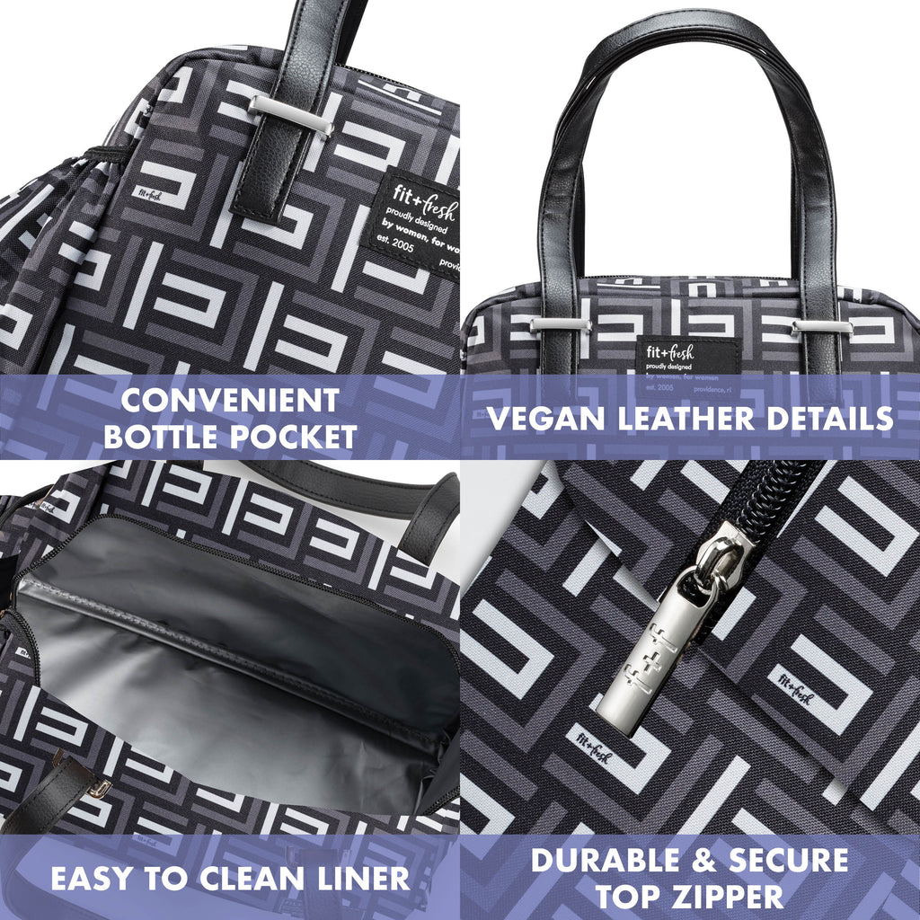 Laketown Lunch Bag with Lunch Kit, Black Geo