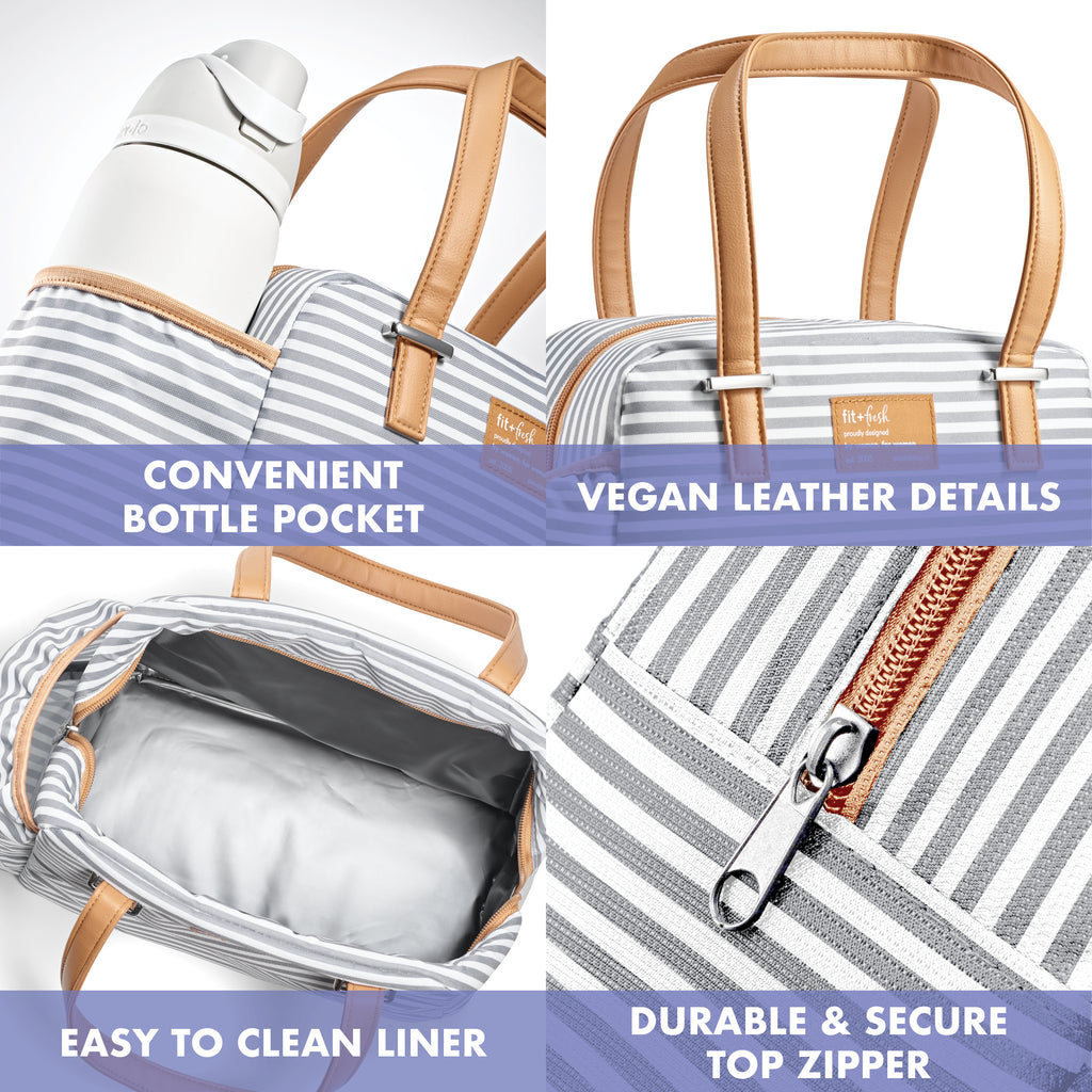 Laketown Lunch Bag with Lunch Kit, Thin Gray Stripe