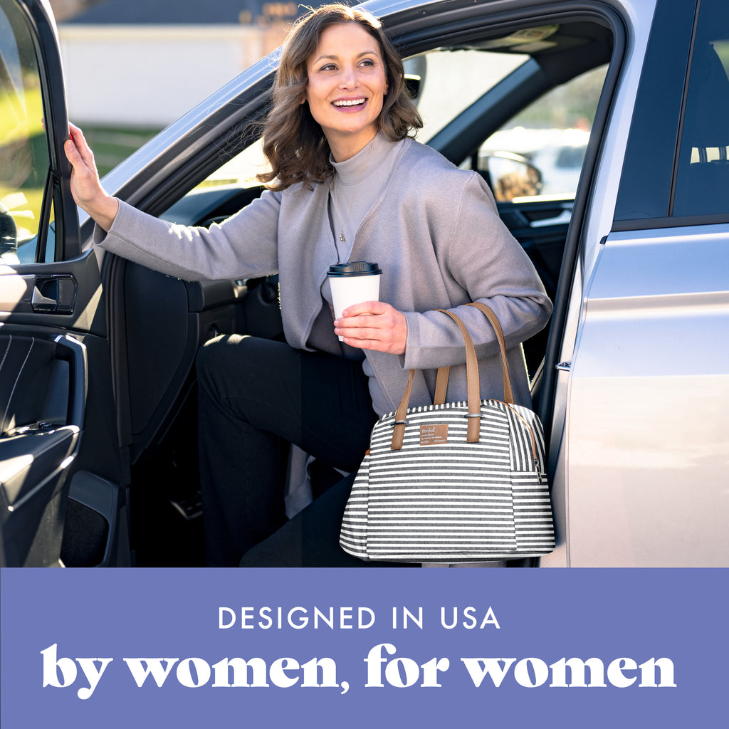 Laketown Lunch Bag with Lunch Kit, Thin Gray Stripe